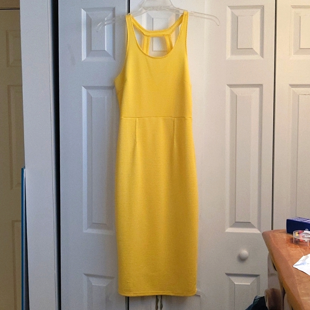 Yellow mid calf dress